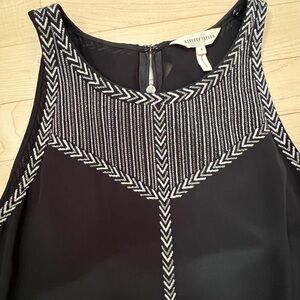 Rebecca Taylor black silk blouse with silver embroidery